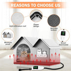 Heated Cat House for Outside Pets in Winter，Winter Shelter for Indoor Outdoor Ferals,Cats & Small Dogs with Heating Pad，Kitty Heated House with Waterproof Suitable for All Seasons(28"D x 17"W x 18"H)