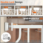 TSAYAWA Walk Through Baby Gate with Door, 48.1-52.7 Inch Wide Presure Mounted No Drill Metal Auto Close Child Gate for Stair Doorway - Indoor Outdoor Safty Gate for Toddler Dog Doggie, White