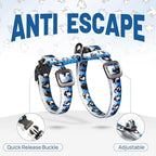 Cat Harness and Leash Set - Escape Proof Adjustable Cat Harness, Comfortable Soft Lightweight, Use Safe & Easy, Walking Travel Kitten Harness for Small Medium Large Cats (Blue Glacier Penguin)