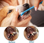 Triple Head & Double Head Dog Toothbrush Set, Finger Rubber Toothbrush, Multi-Angle Dental Cleaning Brushes for Cat Oral Health