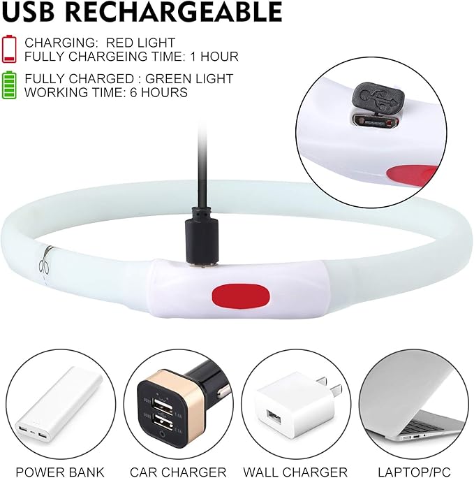 LED Dog Collar, Rechargeable RGB Color Changing Light Up Dog Collars, Waterproof Dog Lights Make Pet Visible and Safety for Night Walking，Outdoor, Camping, for Small Medium Large Dogs