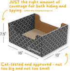 Hide & Scratch Heavy Duty Cardboard Cat Scratcher Box and Cat Bed with Refillable Double-Sided Cardboard Scratch Pad for Indoor Cats (2 Cat Pack (Dark Grey)
