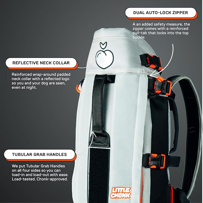 The Maxine One Small Dog Carrier by Little Chonk | Dog Backpack Carrier for Small Sized Breeds | Adjustable Front Facing Pet Carrier for Travel | Dog Hiking Backpack - Chonkcrete Gray