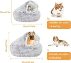 Cat Beds for Indoor Cats,Plush Hooded Cat Cave for Puppy Kitty Small Dog Bed,Removable Washable Non-Slip Bottom Self Warming Round Fluffy Faux Fur Super Soft Calming Sleeping Pet Bed(Gray)
