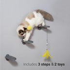 SVD.PET (3-Pack Cat Wall Steps, Cat Climbing Stairs with Replaceable Felt Pad, Cat Climbing Shelves for Wall Mounted with Cat Toy, Cat Wall Furniture (Dark Grey)