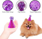 10 Pcs Dog Birthday Hat Set for Small Medium Dogs Cat Puppies, Mini Party Hat with Adjustable Headbands, Cute Pet Hat with Pompons for Birthday Christmas Party Decoration Accessories (Small 4 Inch)