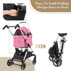 Athena collection Dog Stroller for Small/Medium Dogs,Foldable Pet Stroller with Detachable Carrier,Lightweight Cat Stroller up to 33lbs(Pink)