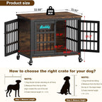 EasyCom 33"/27" Dog Crate Furniture with Name Tag, Heavy Duty Dog Kennel Indoor for Medium and Small Dogs, Double-Doors Sturdy Metal Dog Cage, Decorate House as TV Stand, End Table, Bedside Table