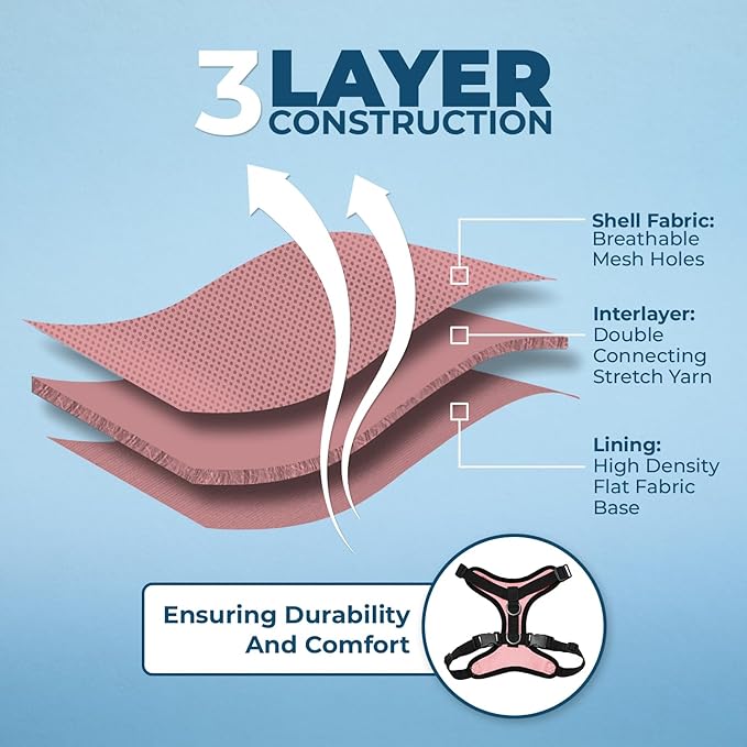 Voyager Escape-Proof Step-in Lock Cat Harness & 5ft Neoprene-Handle Leash Set All-Weather Mesh with Reflective Stitching for Small to Large Cats by Best Pet Supplies, Pink/Black Trim, XS