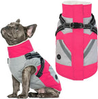 IECOii Dog Winter Coat Waterproof - Rosered, Medium - Dog Coat with Harness Built in for Medium Dogs,Thermal Warm Fleece Lined with Zip Up Cold Weather Jacket,Reflective Snowsuit for Outdoor Hiking