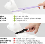 Safety Cat Collar - U.S. IDA Gold Awarding Design, Stretch Elastic Quick Release, Non Breakaway - Light Weight for Kitten, Neck Fit 5.9'-11.8' for All Small Large Cat,S(Linen)