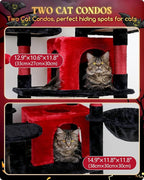Globlazer Gothic Cat Tree, 80inch Goth Cat Tower for Indoor Cats Multiple Adult Cats XXL Cat Tree Large Cat Tower with Scratching Post, Hammock, 3 Perches, 2 Condos, 2 Hanging Basket, F80, Black Red