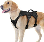 rabbitgoo Escape Proof Dog Harness, Soft Padded Full Body Pet Harness, Reflective Adjustable No Pull Vest with Lift Handle and Leash Clip for Large Dogs Walking Hiking Training, L, Black