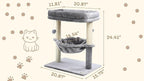 24-inch Cat Tree for Indoor Cats & Kittens – Multi-Level Cat Tower with Hammock & Scratching Post – Sturdy Perch for Large Cats – Space-Saving Small Cat Bed – Light Gray