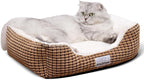 Cat Beds for Indoor Cats, Small Fluffy Pet Beds with Super Soft Fillings, Washable Dog Beds for Small Dogs and Cats, Calming Puppy Beds for Kittens, Brown/Beige, 20 inches