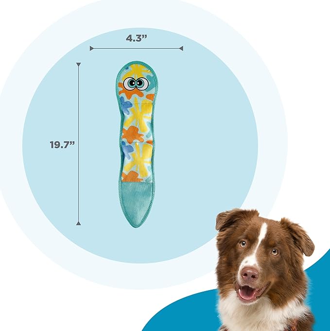 Outward Hound Tough Skinz Durable Squeaky Dog Toy with Two Tough Layers, Snake, Blue, Large