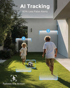 Devo Solar Security Camera Wireless Outdoor 360° PTZ - 2.3K Color Night Vision with AI Human Detection, WiFi 6 Pan/Tilt IP66 Waterproof, 180-Day Battery & Solar Panel, 2-Way Audio, Triple Alert System