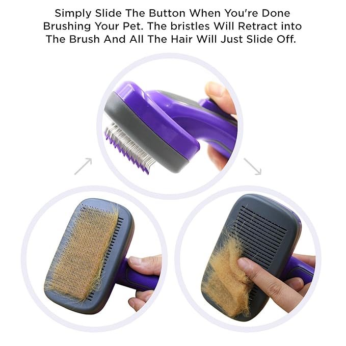 Hertzko Self Cleaning Slicker Brush for Pets, Dog & Cat Brush, Dog Brush for Shedding, Cat & Dog Grooming, Grooming Brushes for Long Short Haired Dogs Cats, Deshedding Brush, Rake, Comb