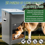 Automatic Dog Feeder with Handle,25 Pounds Large Breed Indoor or Outdoor Auto Dog Food Dispenser Galvanized Gravity Livestock Automatic Feeder