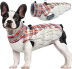 FUAMEY Dog Coat for Small Dogs,Waterproof Dog Winter Jacket with Harness Built in Puppy Cold Weather Coats Reflective Pet Vest with Zipper Warm Fleece Dogs Snowsuit Windproof Red Plaid XS