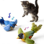 2-pack catnip cat toys that stimulate indoor cats' natural hunting instincts,Interactive plush bird toy with realistic chirping sounds to tease your cat (Green artificial bird + blue artificial bird)
