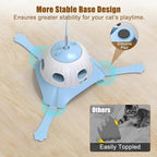 3-in-1 Automatic Cat Toys for Indoor Cats, Fluttering Butterfly, Whack a Mole, Rotating Feather Wand, USB Rechargeable Interactive Feather Toys for Multi-cat Family (Blue)