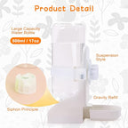 Rabbit Water Bottle Suspension Water Dispenser for Mini Pet Bunny Guinea Pig Chinchilla, 500ml Automatic Water Bottle by Gravity Flow Supply, Prevent Overflow, BPA Free (White)