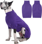 IECOii Great Dane Sweater,5XL Extra Large Sweater for Giant Breed Dogs in Winter,Turtleneck Cold Weather Knit Clothes,Machine Washable,Elastic Pullover for Saint Bernard,Mastiff (Purple,XXXXXL)