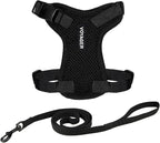 Voyager Step-in Lock Adjustable Cat Harness w. Cat Leash Combo Set with Neoprene Handle 5ft - Supports Small, Medium and Large Breed Cats by Best Pet Supplies - Black, XXXS