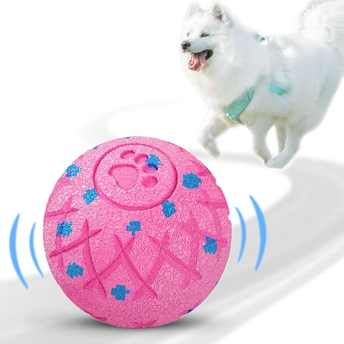 Smart Interactive Dog Toy, Automatic Moving, Bouncing and Stimulation, Silent Foam Material, IP54 Waterproof Rating, Active Rolling,Dog Ball for Medium and Large Dogs,Dog Birthday (Pink)