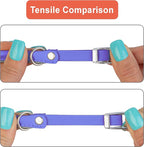 OOPSDOGGY Rolled Leather Cat Collar with Bell, Reflective Kitten Collars with Buckle Include Safety Elastic Strap - Adjustable Small Pet Collars for Boy Girl Cats (Lilac)