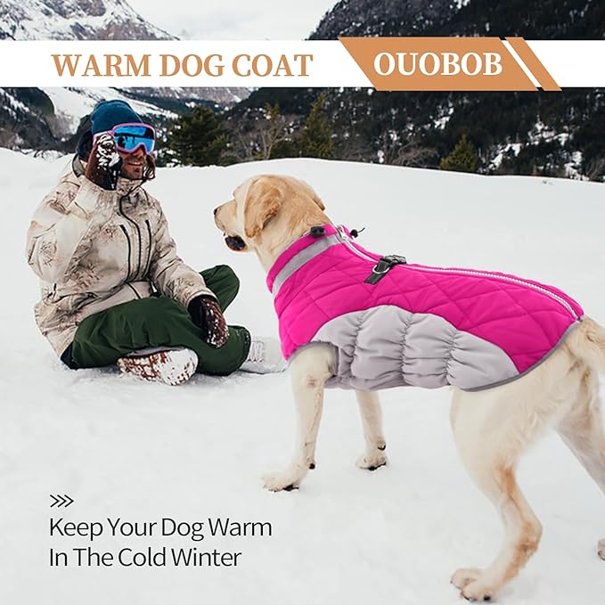 Dog Jackets for Medium Dogs,Medium Dog Coat,Warm Dog Winter Coat Zip Up Back,Waterproof Dog Jacket with D-Ring,Dog Cold Weather Coats with Fleece Lined, Dog Snowsuit Pug Boston Terrier M