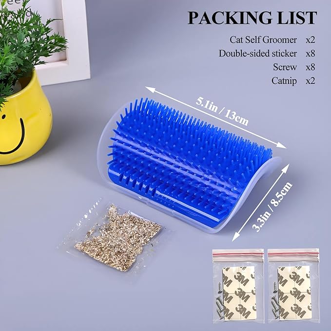 Kingtree Cat Corner Scratcher Self Groomer with Catnip, 2 Pack Softer Cat Face Scratchers Wall Corner Grooming Massage Combs for Long & Short Fur Cats