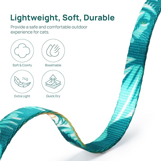 Cat Harness and Leash Set - Escape Proof Adjustable Cat Harness, Comfortable Soft Lightweight, Use Safe & Easy, Walking Travel Kitten Harness for Small Medium Large Cats (Green Cat Lady)