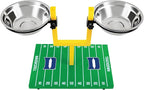 NCAA Duke Blue Devils Goalpost Dog Feeder – Adjustable Elevated Dog Bowls with Stand, 2 Stainless Steel Bowls, Non-Slip Rubber Feet, Raised Pet Feeder for Large & Small Dogs