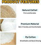 Natural Cat Bed Straw Nest Woven Pet House Handmade Braided Cattail Leaf with Soft Cushion 17 x 17 Inches