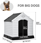 YITAHOME Large Plastic Dog House Outdoor Indoor Doghouse Puppy Shelter Water Resistant Easy Assembly Sturdy Dog Kennel with Air Vents and Elevated Floor