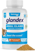 Glandex Dog Fiber Supplement Powder for Anal Glands with Pumpkin, Digestive Enzymes & Probiotics - Vet Recommended (Regular or Advanced Strength) - Boot The Scoot (5.5 oz, Vegan Salmon)