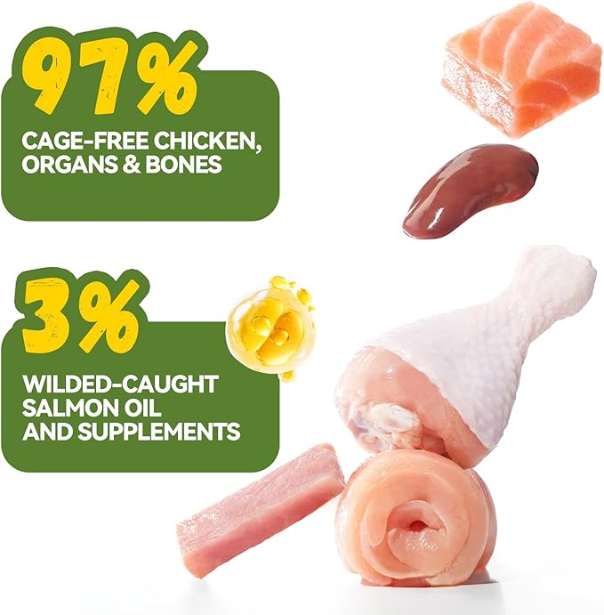 OPET Freeze Dried Cat Food, Chicken & Salmon Oil Recipe, Complete & Balanced Meal or Topper, Premium, Healthy, Grain Free, High Protein Raw Cat Freeze Dried Treats (10 oz, Chicken)