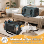 YUDODO 25 lbs Lightproof Soft Sided Pet Carrier for Large Cat & Small Dog Airline Approved Travel Puppy Carrier with Side Pockets & Reflective Mesh, Foldable Portable for Outdoor Car Grey Green