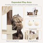 Globlazer Giant Cat Tree, 83 inch Cat Tree for Indoor Cats Large Adult, XXL Cat Tower with 9 Scratching Posts for 20lb+ Heavy Duty Large Adult Cats, F83, Beige
