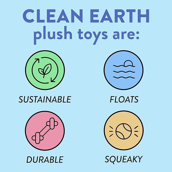 Spunky pup Clean Earth Plush Dog Toy with Squeaker - Recycled, Eco-Friendly, Floats for Beach, Lake, Pool - Manatee, Small