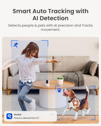 REOLINK Home Security Camera System, 4MP HD Plug-in Indoor WiFi 6 Pan Tilt Pet Camera, Baby Monitor, Night Vision, 2 Way Talk, Smart Human/Pet Detection, Local microSD Card Storage, E1(2 Pack)