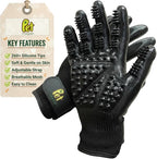 PET MAGASIN® Durable Gentle Dog Washing Gloves (1-Pair) - Premium Pet Grooming Gloves for Dogs, Cats & Horses | Dog Scrubber for Bath | Cat Hair Remover Glove | Bathing Brush (Black, Large)