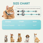 Waterproof Airtag Cat Collar, Breakaway Cat Airtag Collar with Luminous & Reflective Pattern Strap, Lightweight Kitten Collars for Apple Air tag, Hidden Holder for GPS Tracker - Cats, Kittens (9-13")