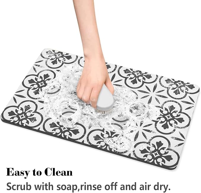 Dog Food Mats for Floors Absorbent, Pet Cat Food Mat - Quick Dry Dog Bowl Mats for Food and Water, Eco-Friendly Boho Pet Supplies