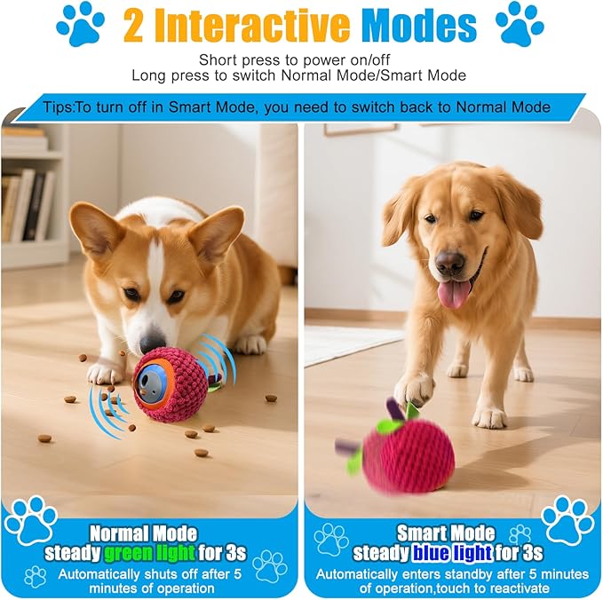 AIERSA Interactive Dog Toys, Automatic Dog Treat Ball Dispenser Toy to Keep Them Busy, Anti-Boredom Electric Moving Puzzle Dog Toys, Self-Rolling Treat Ball Toy for Small and Medium Dogs (Waxberry)