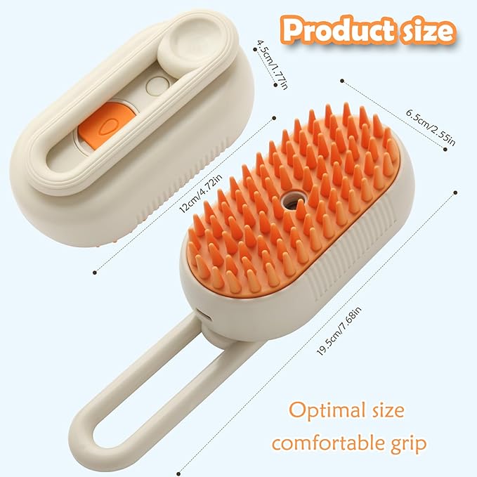 4-in-1 Steam Brush for Cats & Dogs - Grooming Tool with Vibration Massage, 360° Rotation & USB Charging, Pet Hair Remover for Shedding Control, Gentle on Skin
