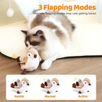 Rechargeable Cat Toys Flapping Bird，Touch-Activated Interactive Toy with Lifelike Chirp for Indoor Cats & Kittens Exercise （Sparrow）