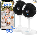 owltron Indoor Security Camera 4MP, 2 Pack 2.4GHz&5G WiFi 2K Home Cameras for Baby/Elder/Dog/Pet/Nanny Monitor Cam with Phone app, 24/7 Cloud&SD Card Storage, 2-Way Audio, Compatible with Alexa